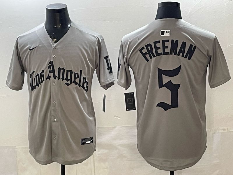 Men 2026 Los Angeles Dodgers #5 Freeman Grey Five generations Nike MLB Jersey style 001->los angeles dodgers->MLB Jersey